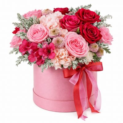 Цветы в коробке «Алый восторг»