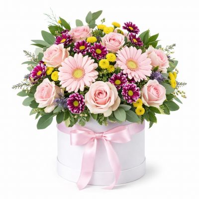 Цветы в коробке «Фантазия в белом»