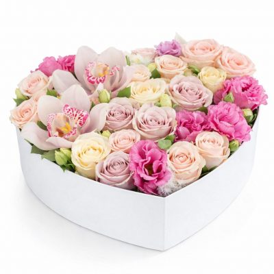 Цветы в коробке «Нежный флер»