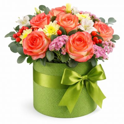 Цветы в коробке «Огненный феникс»