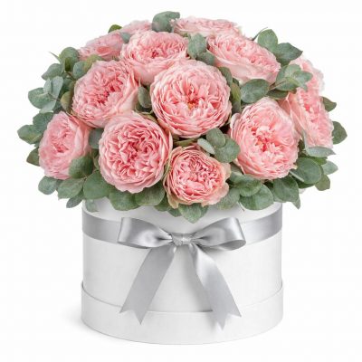 Цветы в коробке «Пионовидные розы»